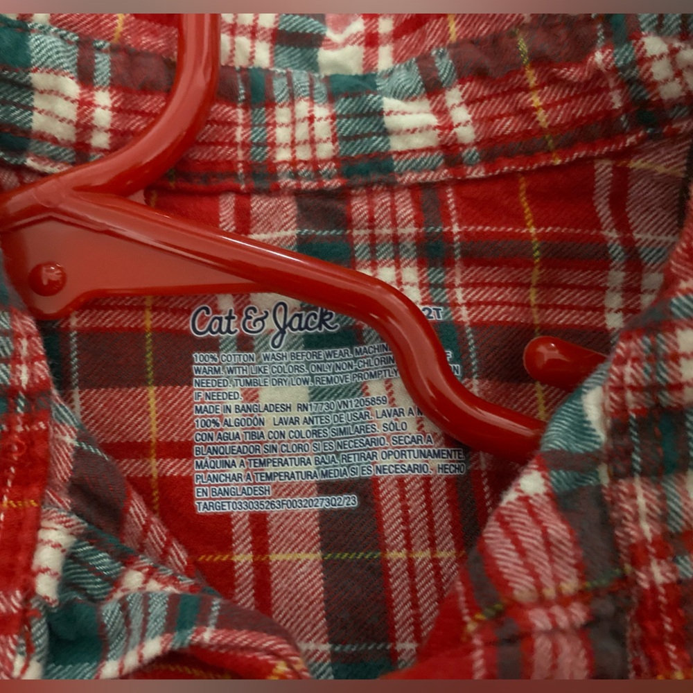 Ralph Lauren Excellent Condition Red Plaid Button Down and Cat and Jack 2T - Picture 2 of 4